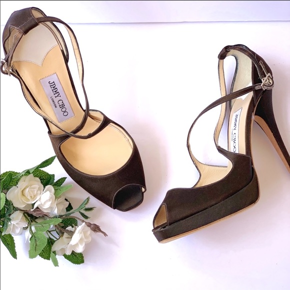 Jimmy Choo Shoes - JIMMY CHOO | Satin Cross Peep Toe Pumps